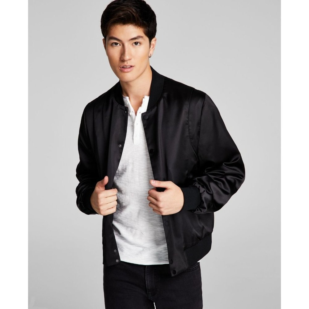 And Now This Men's Satin Bomber Jacket - Black, Size XL, NWT